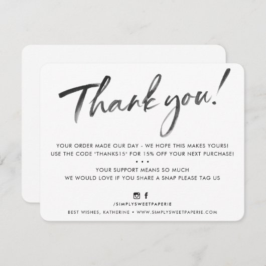 BUSINESS MERCI élégant encre couleur d'eau noir (Devant / Derrière)