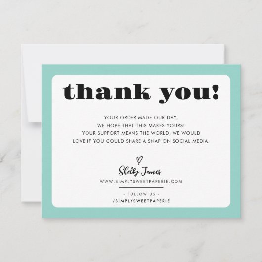 BUSINESS MERCI logo chic vert menthe moderne (Devant)