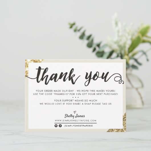 BUSINESS MERCI moderne angle écriture or (Debout devant)