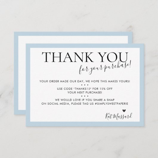 BUSINESS MERCI moderne chic canard pâle oeuf bleu (Devant / Derrière)