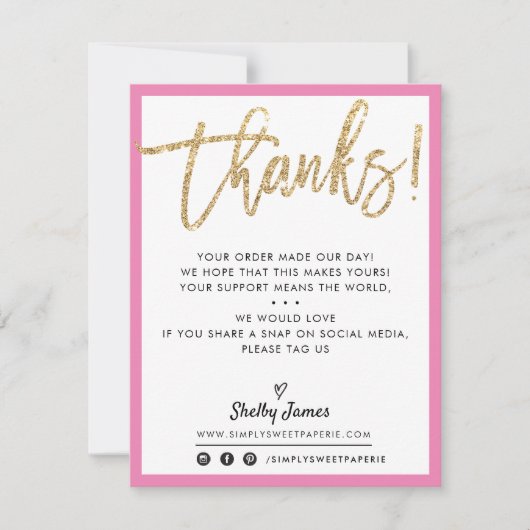 BUSINESS MERCI moderne chic or parties scintillant (Devant)