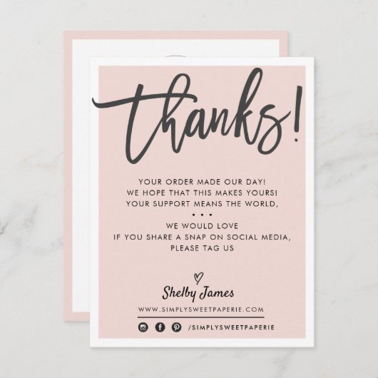 BUSINESS MERCI moderne chic rose pâle noir (Devant / Derrière)