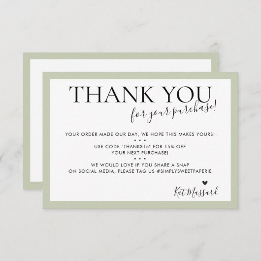 BUSINESS MERCI moderne chic vert sauge pâle (Devant / Derrière)