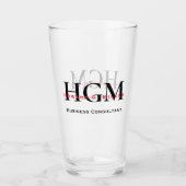 Business Modern Black Red 3 Letter Monogram Logo Glas (Voorkant)