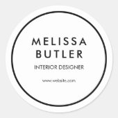 Business Modern Professional White Ronde Sticker (Voorkant)