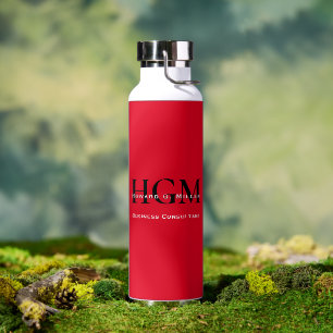 Business Modern Red Black 3 Letter Monogram Logo Waterfles