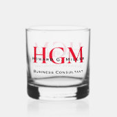Business Modern Red Black 3 Letter Monogram Logo Whisky Glas (Voorkant)
