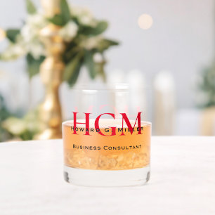 Business Modern Red Black 3 Letter Monogram Logo Whisky Glas