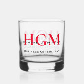 Business Modern Red Black 3 Letter Monogram Logo Whisky Glas (Achterkant)