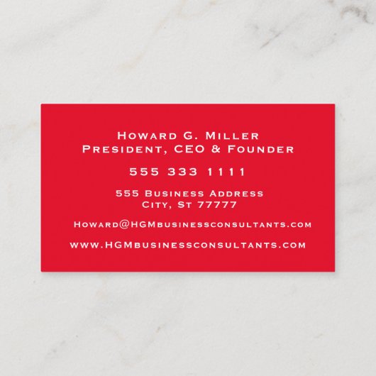 Business Modern Red Monogram Logo Visitekaartje (Achterkant)