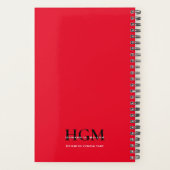 Business Moderne Simple Monogram Logo Red Black Planner (Achterkant)