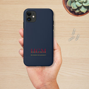 Business Monogram Logo Navy Burgundy Gold iPhone 11 Hoesje