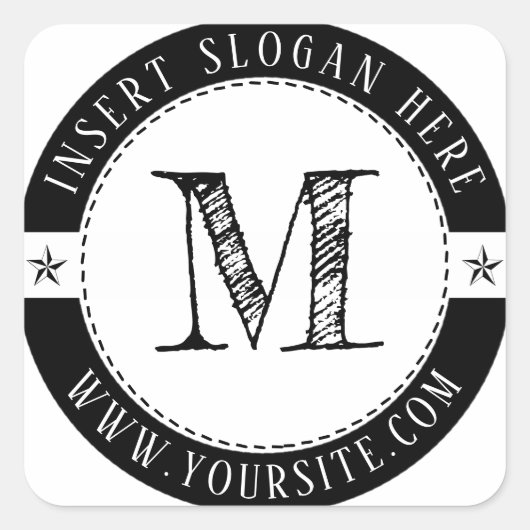 Business Monogram op maat Vierkante Sticker (Voorkant)