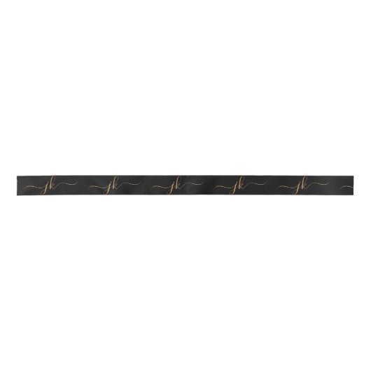 Business Monogram Script Logo Black Gold 1,5 inch Lint (Voorkant)