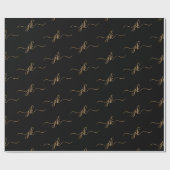 Business Monogram Script Logo Black Gold Cadeaupapier (Vlak)