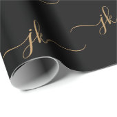 Business Monogram Script Logo Black Gold Cadeaupapier (Rol Hoek)