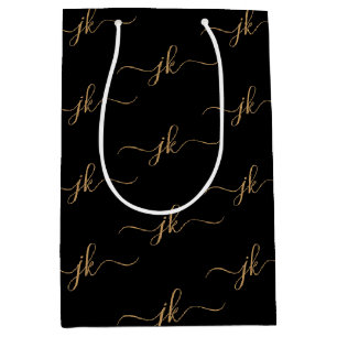 Business Monogram Script Logo Black Gold Medium Cadeauzakje