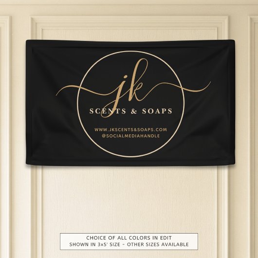 Business Monogram Script Logo Black Gold Spandoek