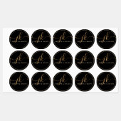 Business Monogram Script Logo Zwart Waterdicht Labels (Vel)