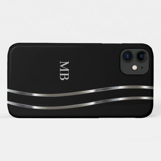 Business Monogram van Cool Modern Mannen Case-Mate iPhone Case (Achterkant (horizontaal))
