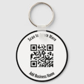 Business Name Black and White Scan QR Code Sleutelhanger (Voorkant)