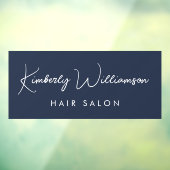 Business Name Chic Signature Script Blue Raamsticker (Vel 3)