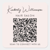 Business Name Signature Script QR Code Promotional Vierkante Sticker (Voorkant)