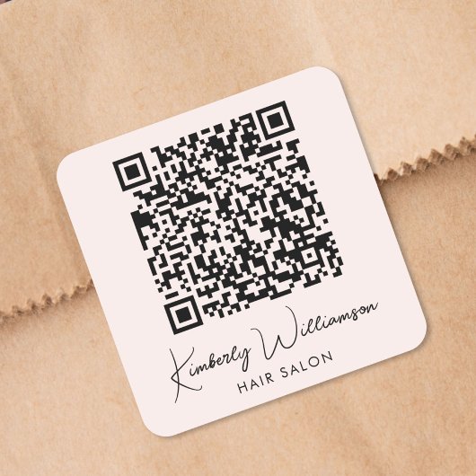 Business Name Signature Script QR Code Promotional Vierkante Sticker