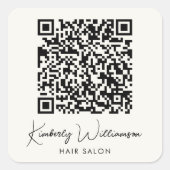 Business Name Signature Script QR Code Vierkante Sticker (Voorkant)