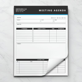 Business Name Simple Meeting Agenda Notepad Notitieblok