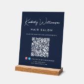 Business Name Stylish Signature Script QR Code Acryl Bord (Hoek)