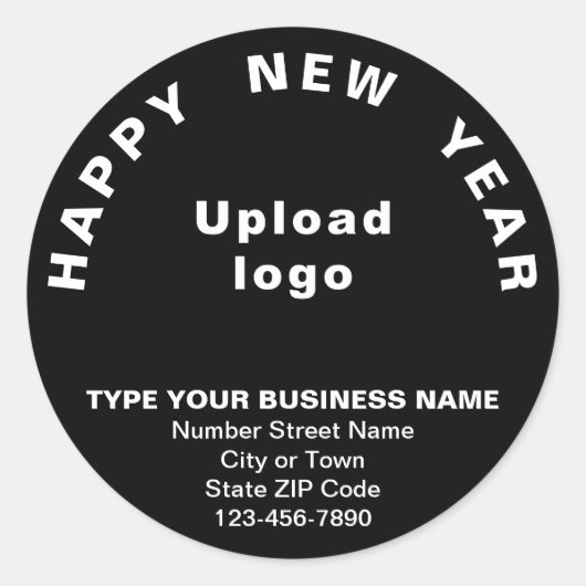 Business New Year Black Round Sticker (Voorkant)