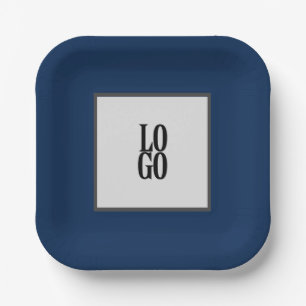 Business of Company Custom Logo on Navy Blue Papieren Bordje