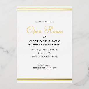 Business Open House Classic Professional Goud Folie Uitnodiging