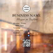 Business Opening Hours Modern Script & Qr, Social  Raamsticker (Vel 2)
