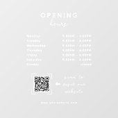 Business Opening Hours QR Code Transparent Raamsticker (Vel)