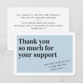 BUSINESS ORDER INSERT trendy bedankt je bleek blau (Voorkant / Achterkant)