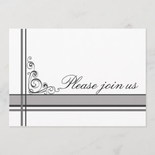 Business Party Invitation White Black Grey Stripe Kaart