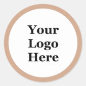 Business Peach en White Uw Logo Hier Sjabloon Ronde Sticker (Voorkant)