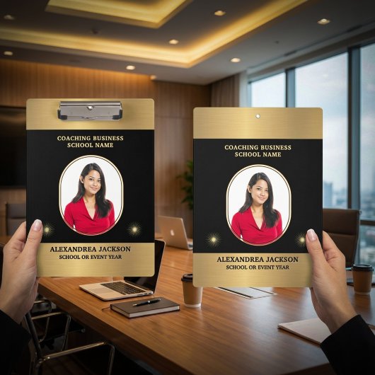 Business Photo Gold Black Elegant Personalize Klembord