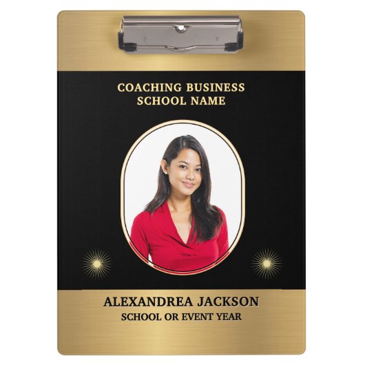 Business Photo Gold Black Elegant Personalize Klembord (Voorkant)