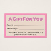 Business Pink Beige Beauty Salon Certificat cadeau (Devant)