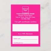 Business Pink Cadeaubon Informatiekaartje (Voorkant)