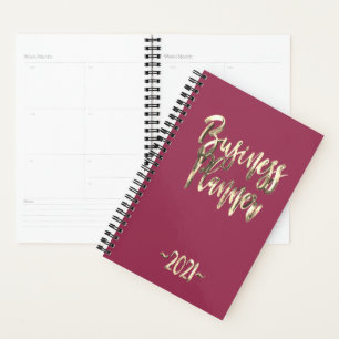 Business Planner 2021 Rose Red Gold Script moderne