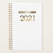 Business Planner 2021 Typographie blanche et or (Devant)