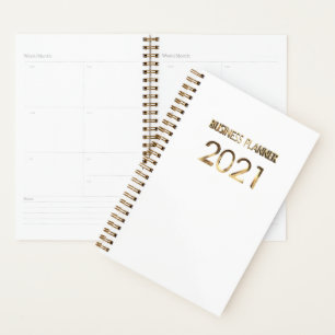 Business Planner 2021 Typographie blanche et or