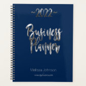Business Planner 2022 Script bleu et gris moderne (Devant)