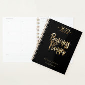 Business Planner 2022 Script noir et or moderne (Devant avec enveloppe)