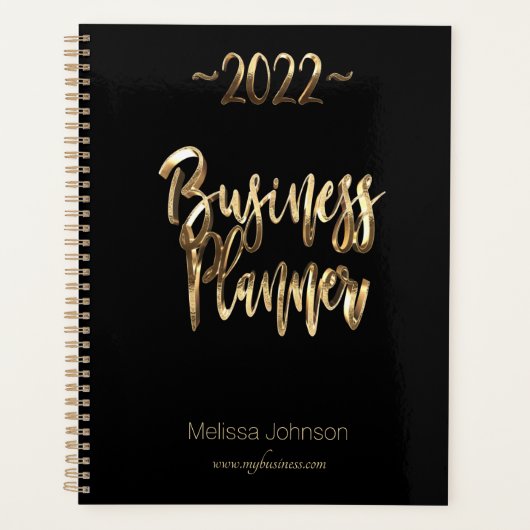 Business Planner 2022 Script noir et or moderne (Devant)