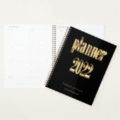 Business Planner 2022 Script noir et or moderne (Devant avec enveloppe)